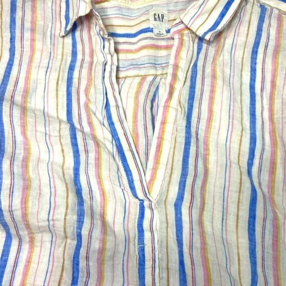 GAP- Woman's, Medium Boyfriend Stripe Popover Linen Tunic - Picture 2 of 8